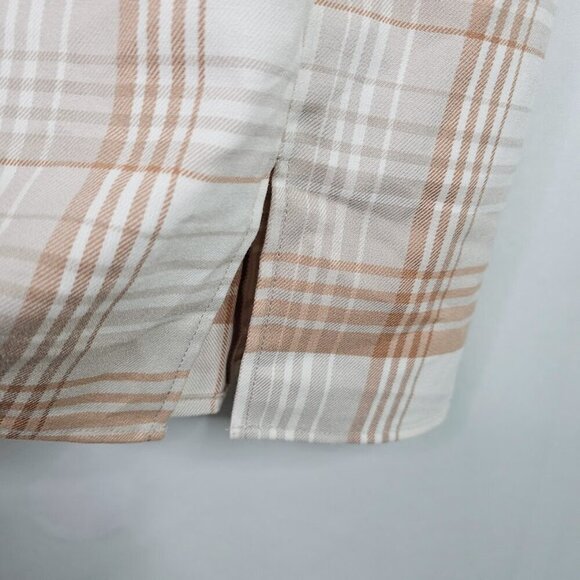 NWT AEROPOSTALE Plaid Mini Dress BROWN & WHITE size M Smocked Back Preppy Cute - Picture 4 of 8